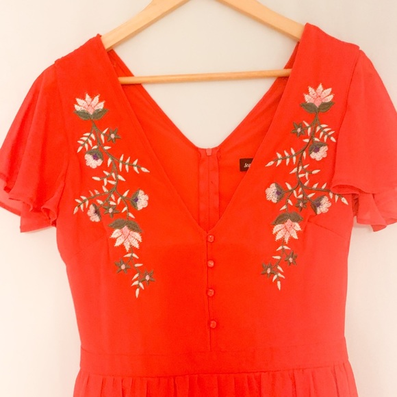 Sequin Hearts Red Floral Embroidered Mini Dress-5 - Picture 2 of 6